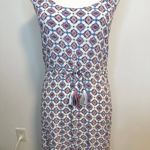 BECCA Marrakesh Ruffled Swim Cover Up Midi Dress In Cream Purple - Picture 5 of 15